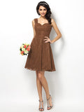 A-Line/Princess Straps Lace Sleeveless Short Bridesmaid Dresses TPP0005042