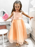 A-Line/Princess Tulle Bowknot Scoop Sleeveless Tea-Length Flower Girl Dresses TPP0007500