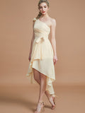 A-Line/Princess One-Shoulder Sleeveless Layers Asymmetrical Chiffon Bridesmaid Dresses TPP0005056