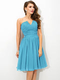 A-Line/Princess V-neck Pleats Sleeveless Short Chiffon Bridesmaid Dresses TPP0005432