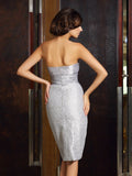 Sheath/Column Strapless Bowknot Sleeveless Short Taffeta Mother of the Bride Dresses TPP0007155