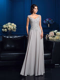 A-Line/Princess V-neck Beading Sleeveless Long Chiffon Mother of the Bride Dresses TPP0007073