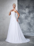 Ball Gown Straps Applique Sleeveless Long Chiffon Wedding Dresses TPP0006560