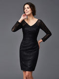 Sheath/Column V-neck Lace Long Sleeves Short Elastic Woven Satin Mother of the Bride Dresses TPP0007400