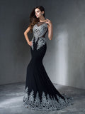 Trumpet/Mermaid Scoop Applique Sleeveless Long Chiffon Dresses TPP0001978