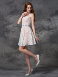 A-line/Princess Sweetheart Lace Sleeveless Short Lace Cocktail Dresses TPP0008696