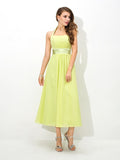 A-Line/Princess Halter Pleats Sleeveless Long Chiffon Bridesmaid Dresses TPP0005656