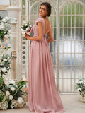 A-Line/Princess Chiffon Ruffles V-neck Sleeveless Sweep/Brush Train Bridesmaid Dresses TPP0004927