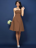 A-Line/Princess Strapless Sleeveless Short Satin Bridesmaid Dresses TPP0005623