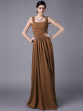 Sheath/Column Straps Sleeveless Pleats Long Chiffon Bridesmaid Dresses TPP0005648