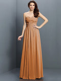 A-Line/Princess Sweetheart Pleats Sleeveless Long Satin Bridesmaid Dresses TPP0005522