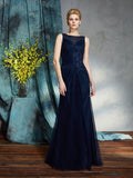 Sheath/Column Bateau Applique Sleeveless Long Net Mother of the Bride Dresses TPP0007349