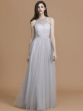 A-Line/Princess Halter Sleeveless Floor-Length Ruffles Tulle Bridesmaid Dresses TPP0005376