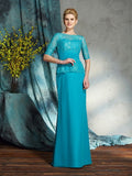 Sheath/Column Bateau Applique 1/2 Sleeves Long Chiffon Mother of the Bride Dresses TPP0007431