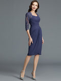 Sheath/Column Sweetheart Chiffon 1/2 Sleeves Knee-Length Mother of the Bride Dresses TPP0007204