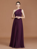 A-line/Princess One-Shoulder Lace Chiffon Sleeveless Floor-Length Bridesmaid Dresses TPP0005725