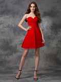 A-line/Princess Sweetheart Ruched Sleeveless Short Chiffon Cocktail Dresses TPP0008694