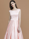 A-Line/Princess Bateau Sleeveless Asymmetrical Ruffles Satin Bridesmaid Dresses TPP0005281