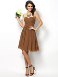 A-Line/Princess Sweetheart Pleats Sleeveless Short Chiffon Bridesmaid Dresses TPP0005177