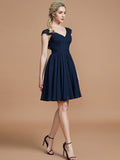 A-Line/Princess V-neck Chiffon Knee-Length Bridesmaid Dresses TPP0005411