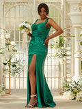 Sheath/Column Elastic Woven Satin Ruched Sweetheart Sleeveless Sweep/Brush Train Bridesmaid Dresses TPP0004998