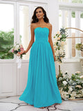 A-Line/Princess Chiffon Ruffles Strapless Sleeveless Floor-Length Bridesmaid Dresses TPP0004948