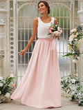 A-Line/Princess Chiffon Ruffles Scoop Sleeveless Floor-Length Bridesmaid Dresses TPP0004949