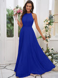 A-Line/Princess Chiffon Ruffles Halter Sleeveless Floor-Length Bridesmaid Dresses TPP0004922