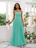 A-Line/Princess Chiffon Ruffles Strapless Sleeveless Floor-Length Bridesmaid Dresses TPP0004948