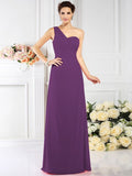 A-Line/Princess One-Shoulder Pleats Sleeveless Long Chiffon Bridesmaid Dresses TPP0005537