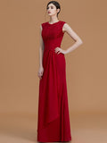 Sheath/Column Jewel Sleeveless Floor-Length Lace Chiffon Bridesmaid Dresses TPP0005461