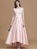 A-Line/Princess Bateau Sleeveless Asymmetrical Ruffles Satin Bridesmaid Dresses TPP0005281