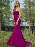 Sheath/Column Stretch Crepe Ruched Sweetheart Sleeveless Sweep/Brush Train Bridesmaid Dresses TPP0005004