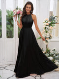 A-Line/Princess Chiffon Ruffles Halter Sleeveless Floor-Length Bridesmaid Dresses TPP0004922