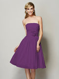 A-Line/Princess Strapless Sleeveless Hand-Made Flower Short Chiffon Bridesmaid Dresses TPP0005295