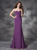 Trumpet/Mermaid Sweetheart Ruched Sleeveless Long Chiffon Bridesmaid Dresses TPP0005188