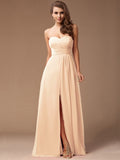 Sheath/Column Sweetheart Sleeveless Long Ruffles Chiffon Bridesmaid Dresses TPP0005183