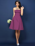 A-Line/Princess Strapless Sleeveless Short Satin Bridesmaid Dresses TPP0005623