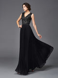 A-Line/Princess V-neck Lace Sleeveless Long Chiffon Mother of the Bride Dresses TPP0007265