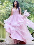 A-Line/Princess Tulle Ruffles Spaghetti Straps Sleeveless Floor-Length Dresses TPP0004844