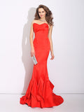 Trumpet/Mermaid Sweetheart Layers Sleeveless Long Satin Dresses TPP0003893