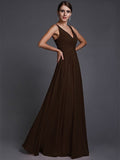 A-Line/Princess V-neck Sleeveless Long Ruffles Chiffon Bridesmaid Dresses TPP0005130