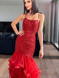 Trumpet/Mermaid Sequin Halter Organza Sleeveless Floor-Length Dresses TPP0001566