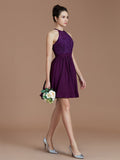 A-Line/Princess Halter Sleeveless Lace Short/Mini Chiffon Bridesmaid Dresses TPP0005132