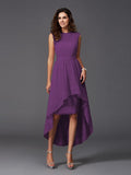 A-Line/Princess Scoop Sash/Ribbon/Belt Sleeveless High Low Chiffon Bridesmaid Dresses TPP0005166