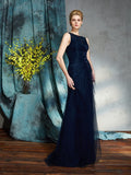 Sheath/Column Bateau Applique Sleeveless Long Net Mother of the Bride Dresses TPP0007349