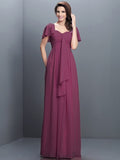 A-Line/Princess Sweetheart Pleats 1/2 Sleeves Long Chiffon Bridesmaid Dresses TPP0005322