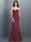 Trumpet/Mermaid Sweetheart Lace Sleeveless Long Satin Bridesmaid Dresses TPP0005592