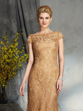 Sheath/Column Bateau Lace Short Sleeves Long Lace Mother of the Bride Dresses TPP0007272