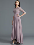 A-Line/Princess 1/2 Sleeves Scoop Asymmetrical Chiffon Mother of the Bride Dresses TPP0007047